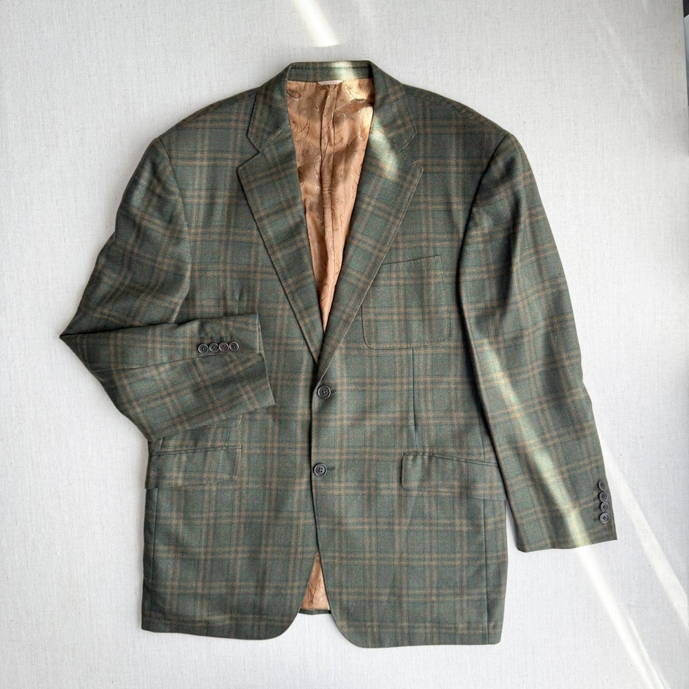 Marc Allen Fine Clothiers men's green plaid sport coat‎ jacket
